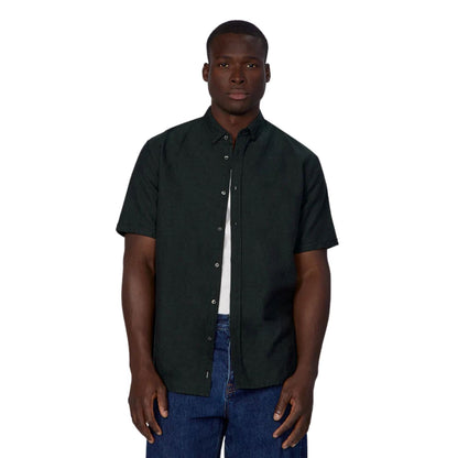 Industrie The Tennyson Linen Blend S/S Shirt - Dark Pine
