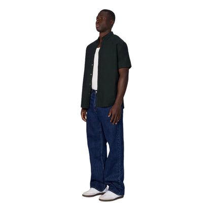 Industrie The Tennyson Linen Blend S/S Shirt - Dark Pine