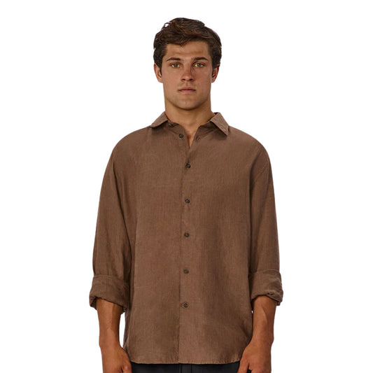 Industrie The St Martins Long Sleeve Linen Shirt - Macchiato