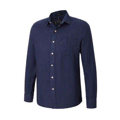 Pilbara Men's Linen L/S Shirt-Navy