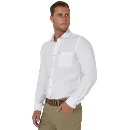 Pilbara Men's Linen L/S Shirt-White