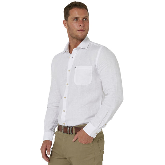 Pilbara Men's Linen L/S Shirt-White
