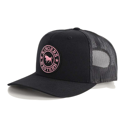Ringers Western Signature Bull Trucker Cap -Black & Pink Patch