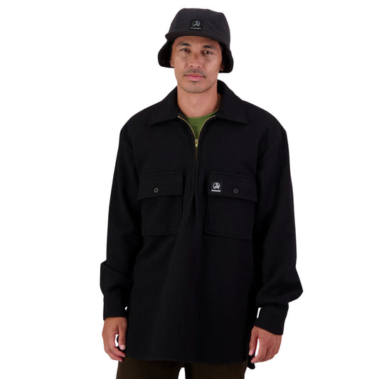 Swanndri Men's Ranger Wool Zip Front Bushshirt -  Black