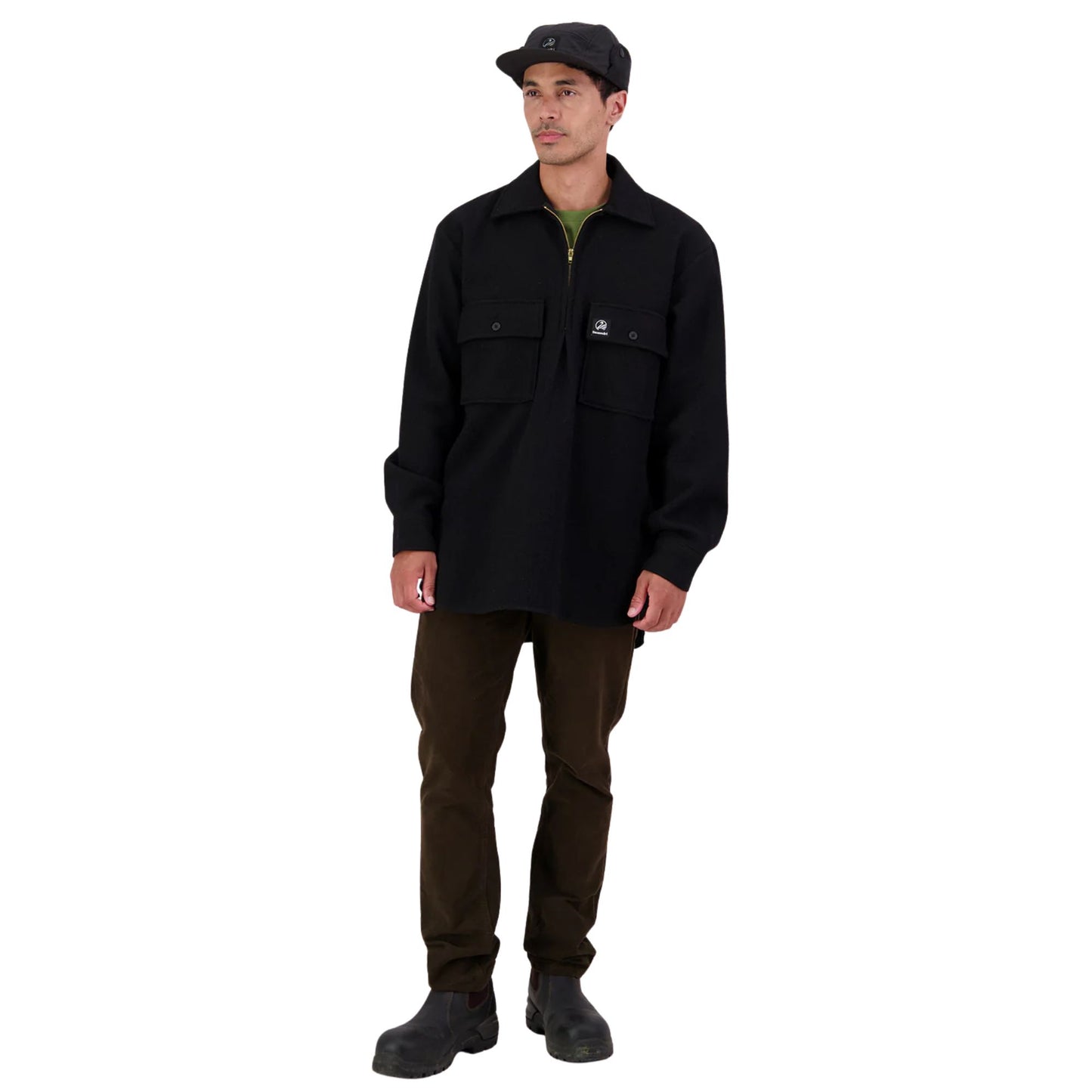 Swanndri Men's Ranger Wool Zip Front Bushshirt -  Black