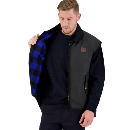 Swanndri Men's Foxton Vest Wool Lined - Blue/Black