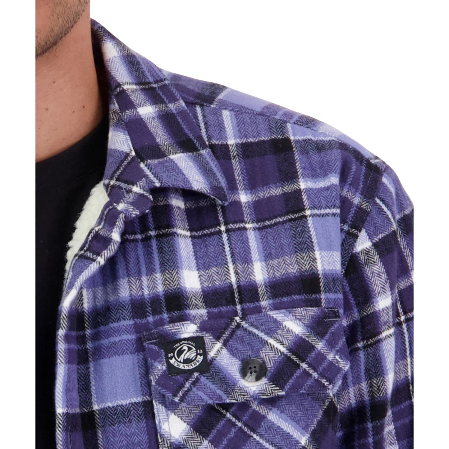 Swanndri Men's Morven Sherpa L/S Shirt -  Bluebird/Navy Check