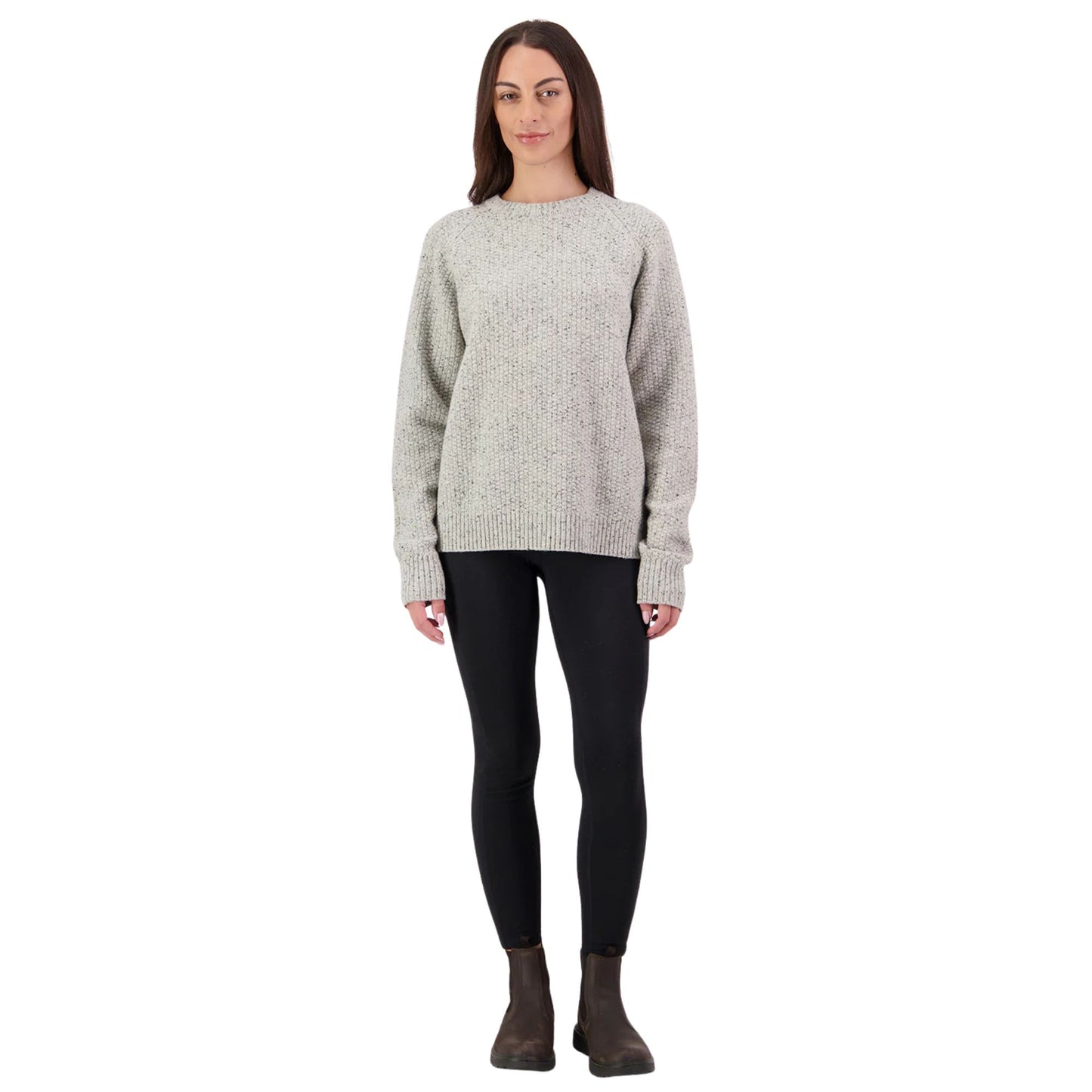 Swanndri Women's Lyttleton Waffle Crew - Mid Grey Marle