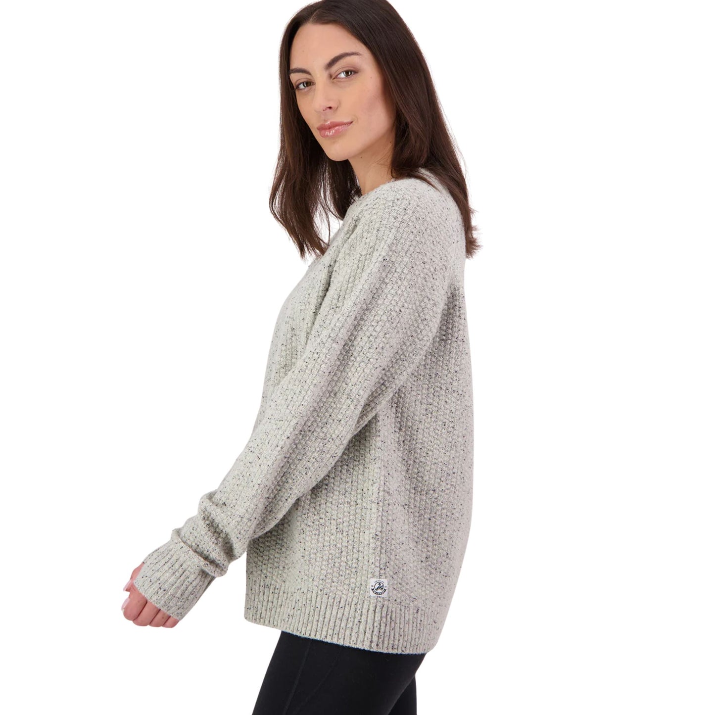 Swanndri Women's Lyttleton Waffle Crew - Mid Grey Marle