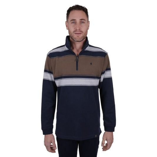 Thomas Cook Men’s Jason 1/4 Zip Rugby - Navy/Dark Tan