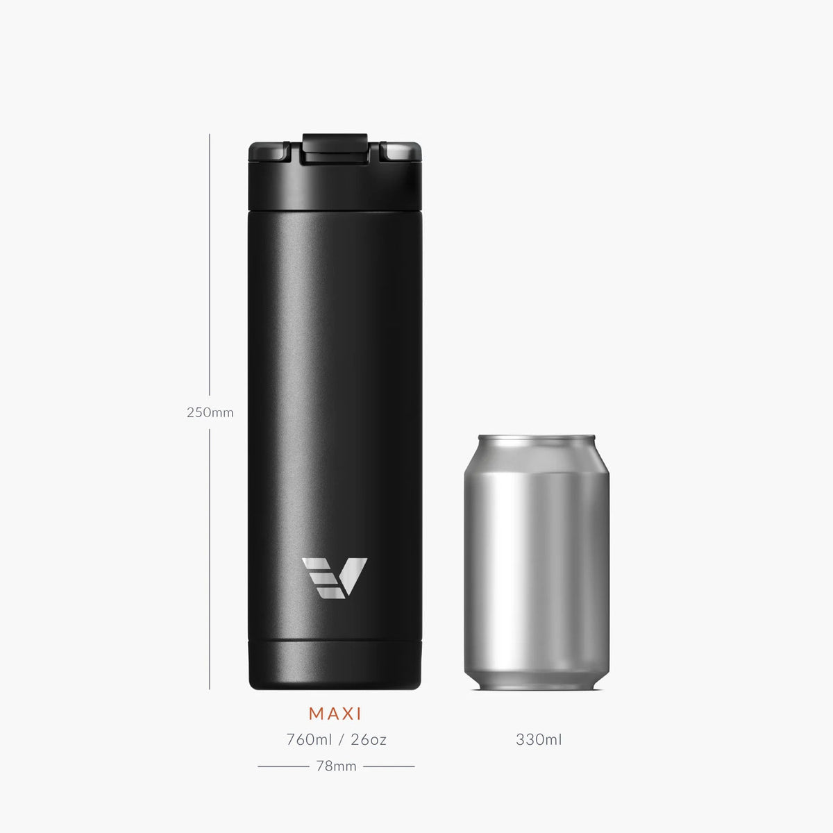 Evervessel Maxi Stainless Steel Insulated Water Bottle - Black Sand