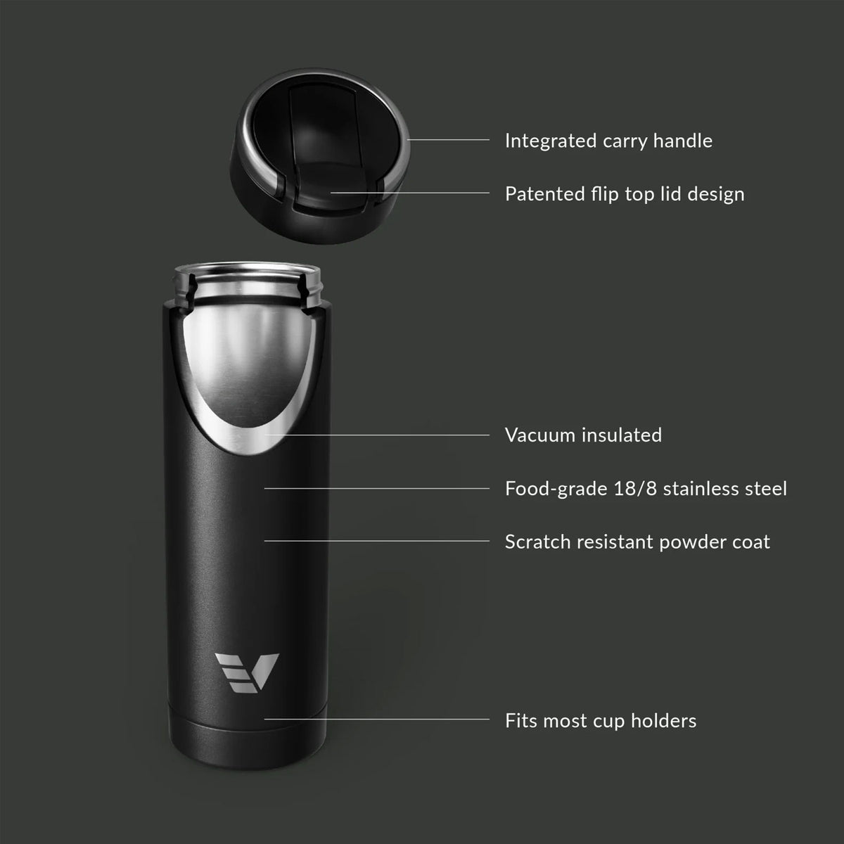 Evervessel Maxi Stainless Steel Insulated Water Bottle - Black Sand