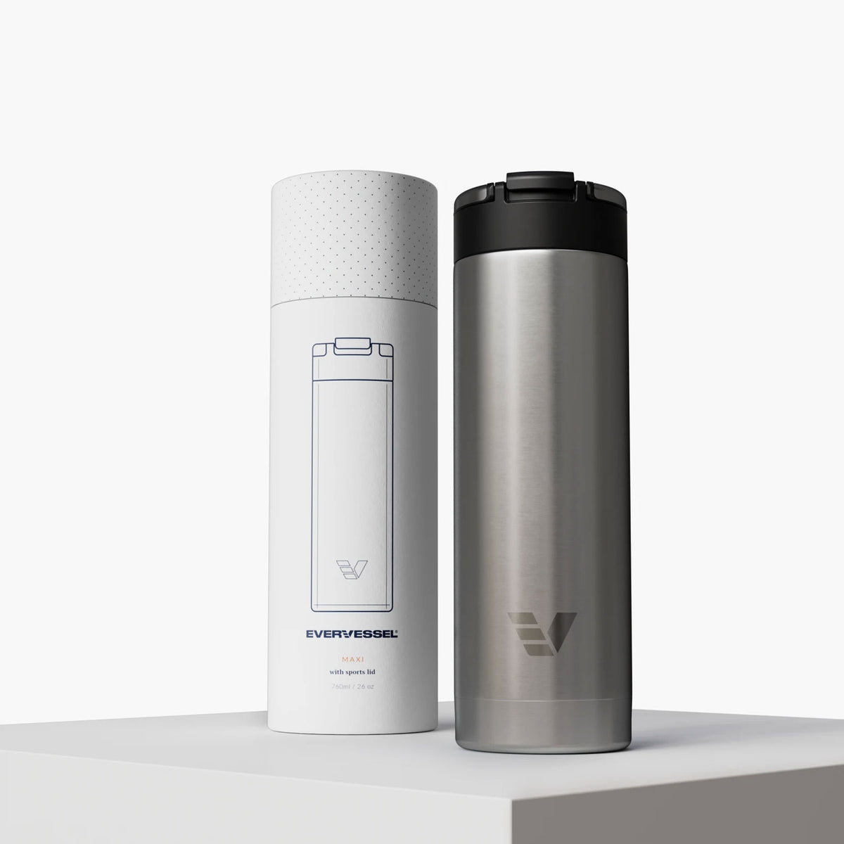 Evervessel Maxi Stainless Steel Insulated Water Bottle - Stainless