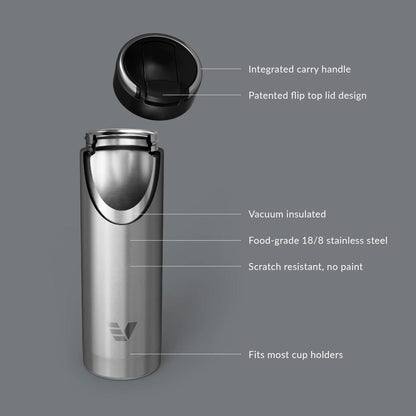 Evervessel Maxi Stainless Steel Insulated Water Bottle - Stainless