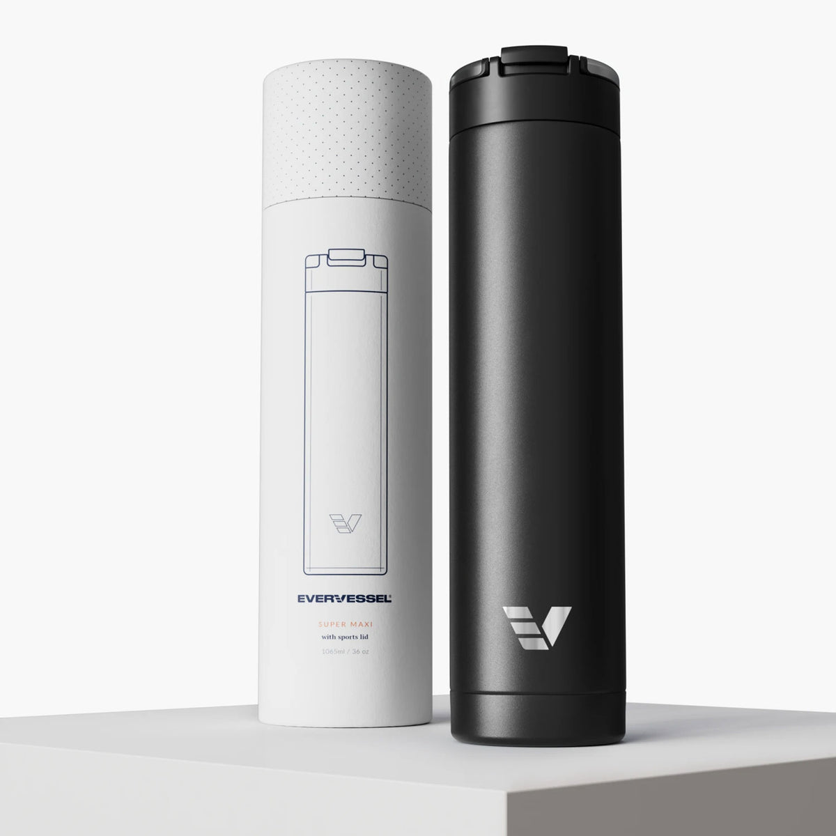 Evervessel Super Maxi Stainless Steel Insulated Water Bottle - Black Sand