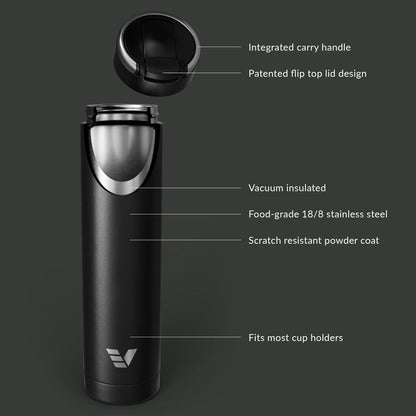 Evervessel Super Maxi Stainless Steel Insulated Water Bottle - Black Sand