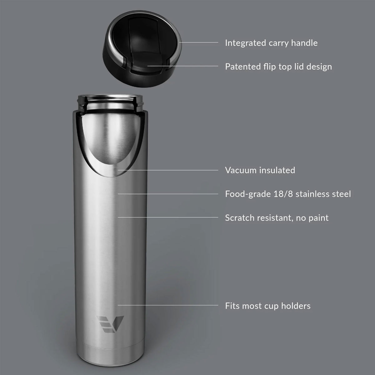 Evervessel Super Maxi Stainless Steel Insulated Water Bottle - Stainless