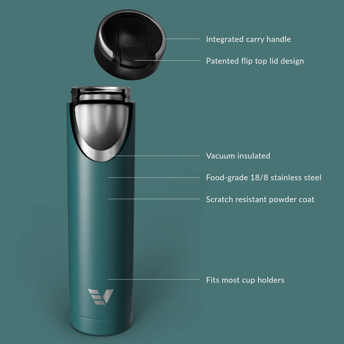 Evervessel Super Maxi Stainless Steel Insulated Water Bottle - Teal