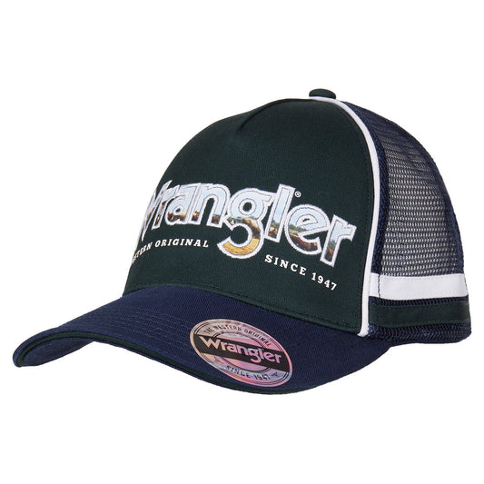 Wrangler Brad Trucker Cap - Dark Green/Navy