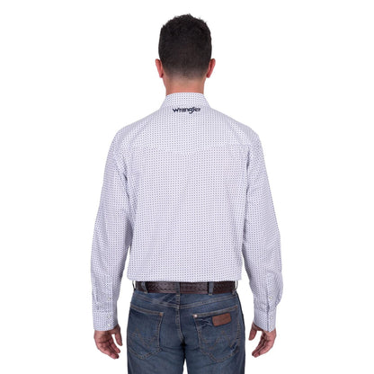Wrangler Men's Brent L/S Shirt - White/Navy