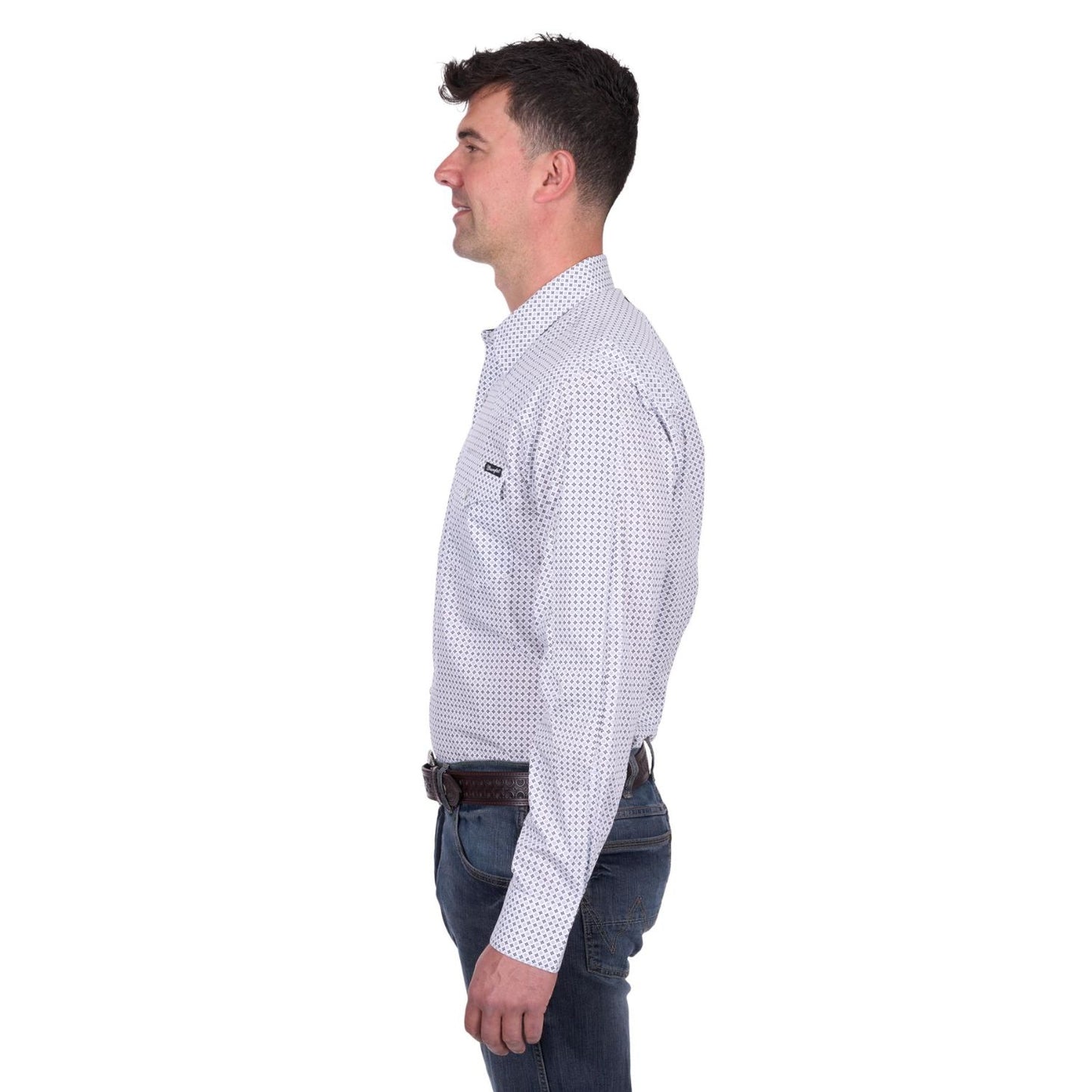 Wrangler Men's Brent L/S Shirt - White/Navy