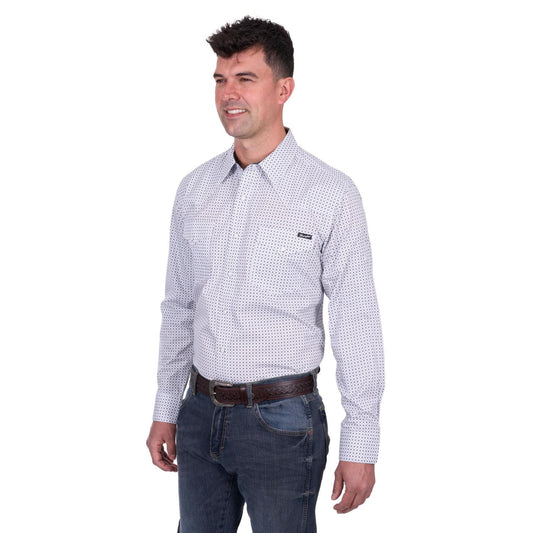 Wrangler Men's Brent L/S Shirt - White/Navy