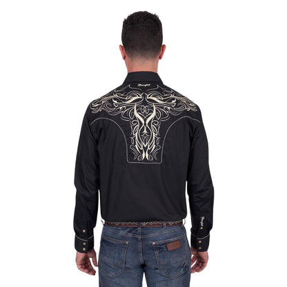 Wrangler Men's Carlos Embroidered L/S Shirt - Black