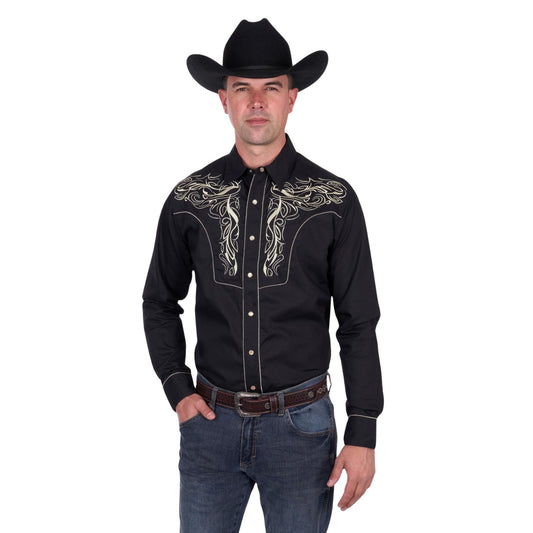 Wrangler Men's Carlos Embroidered L/S Shirt - Black