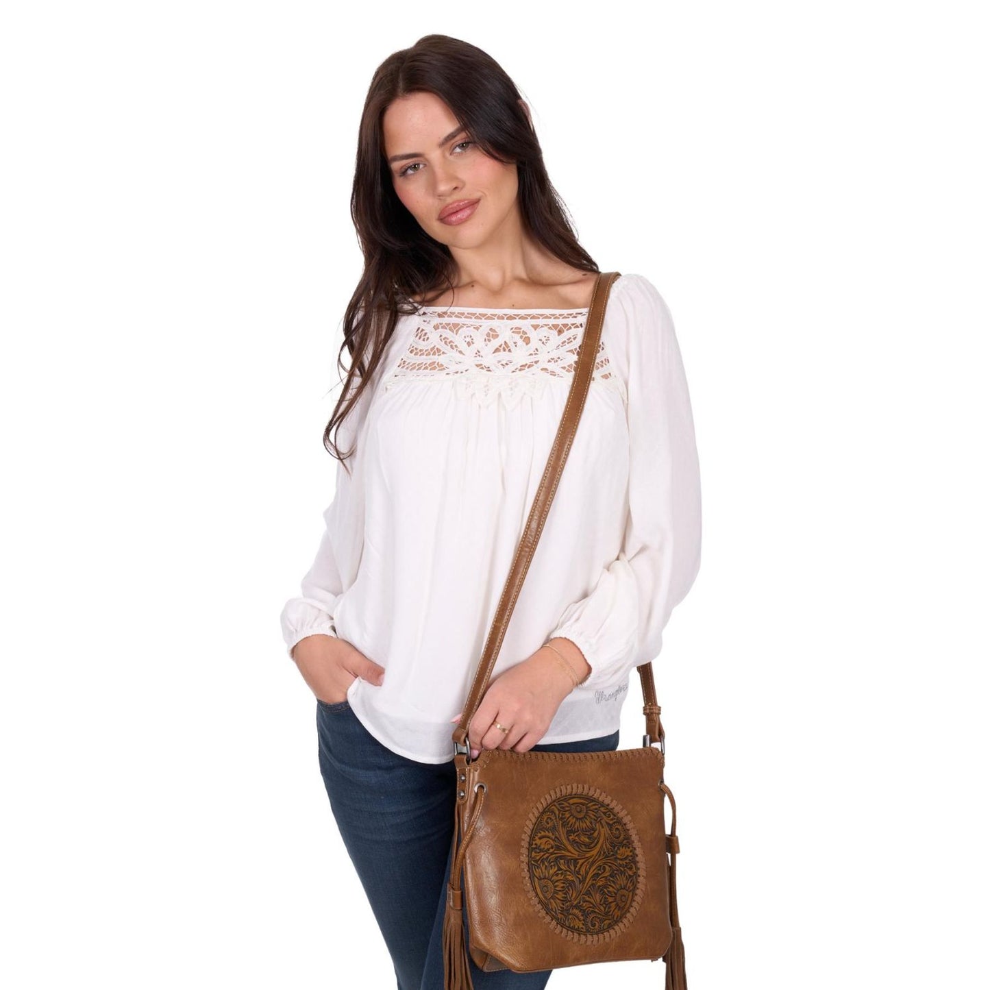 Wrangler Women's Daria 3/4 Sleeve Blouse - Ivory
