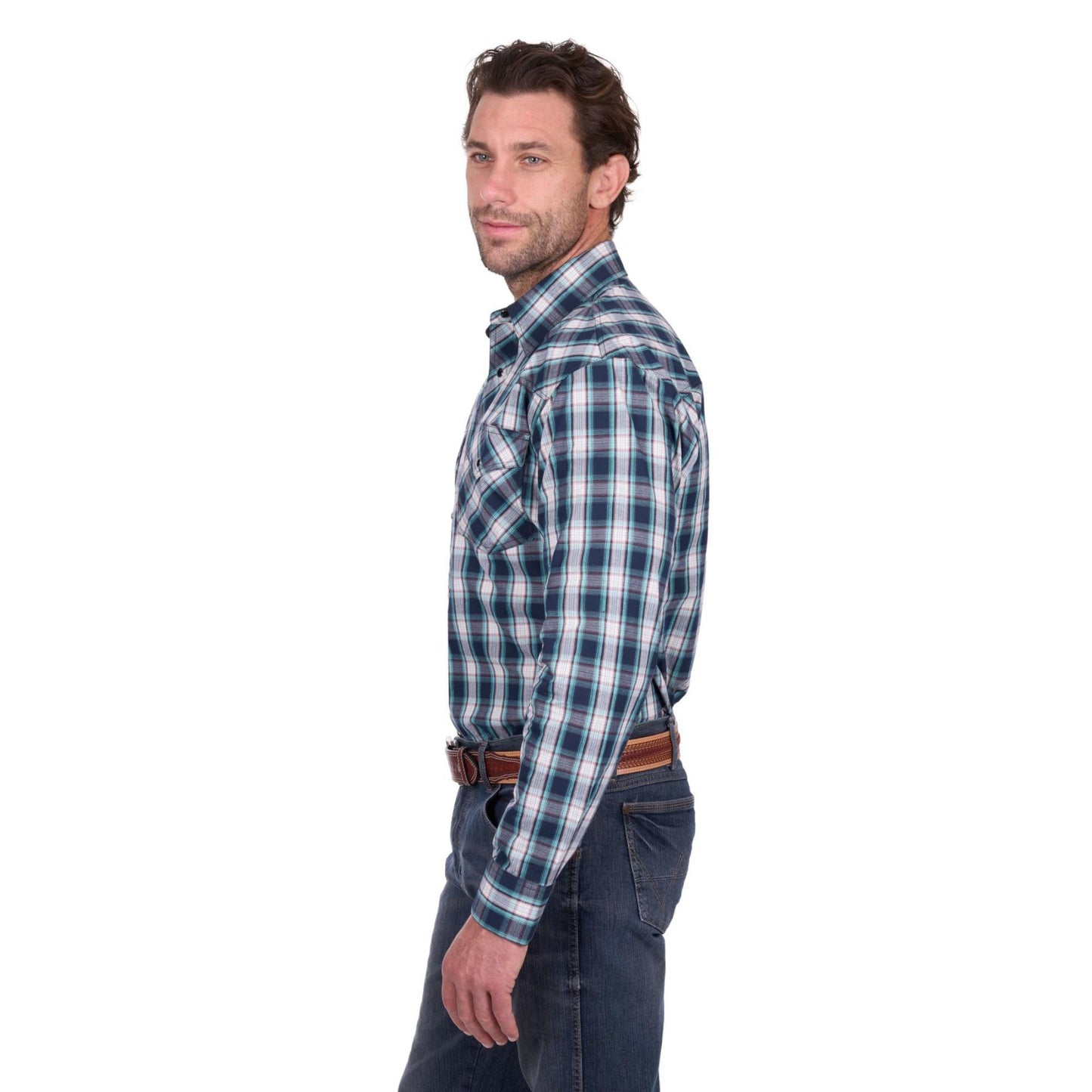 Wrangler Mens Dustin L/S Shirt -  Black/Green
