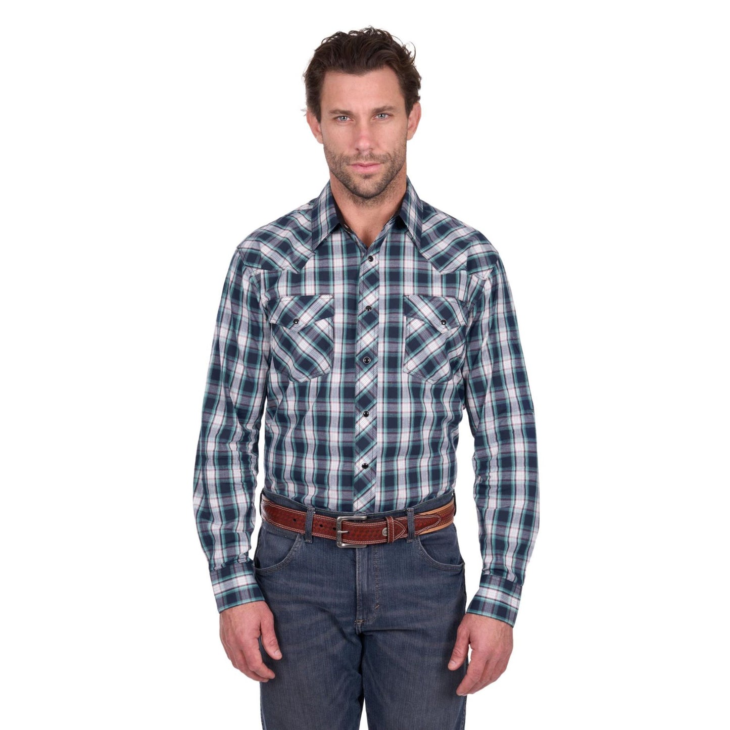Wrangler Mens Dustin L/S Shirt -  Black/Green