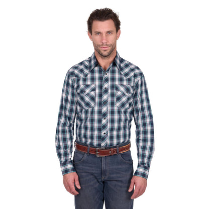 Wrangler Mens Dustin L/S Shirt -  Black/Green