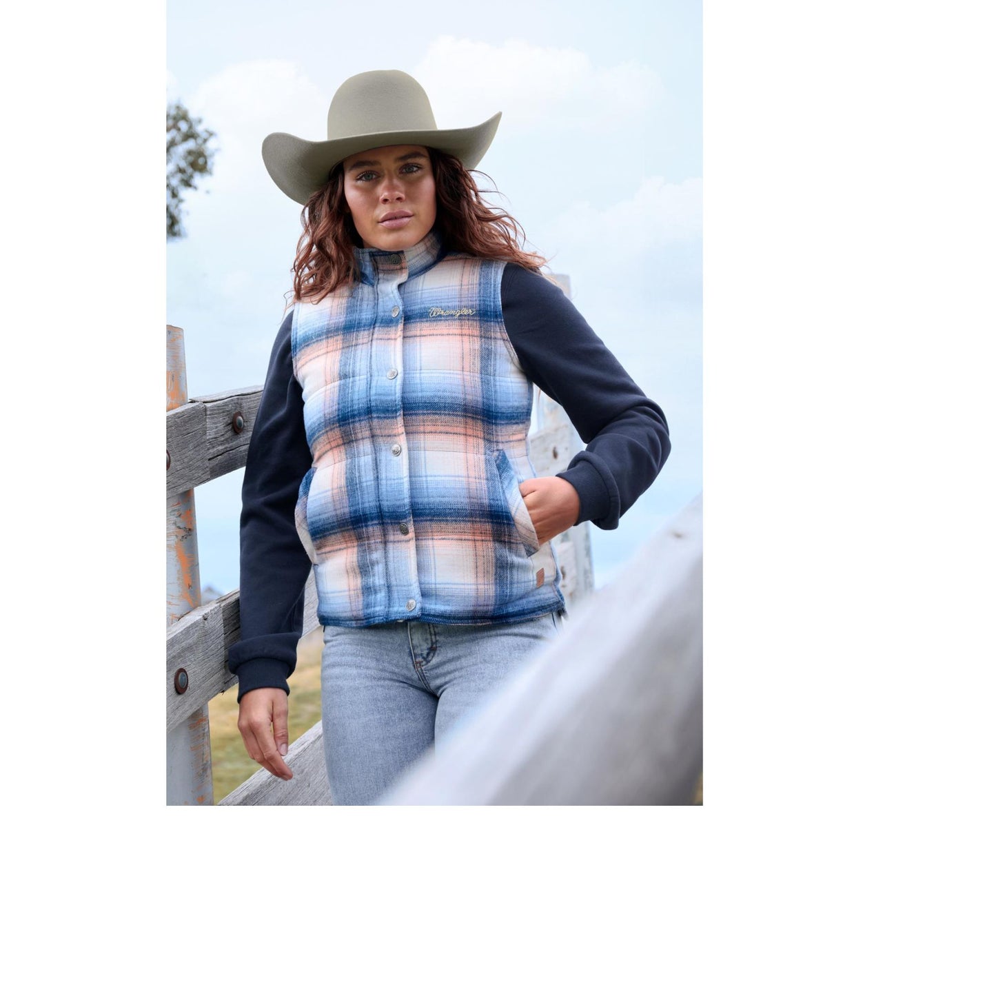 Wrangler Womens Darla Vest - Blue/Clay