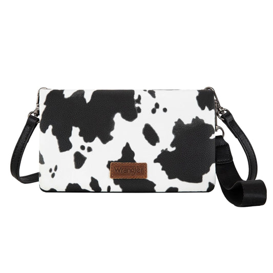 Wrangler Cow Print Wallet Crossbody Bag - Black