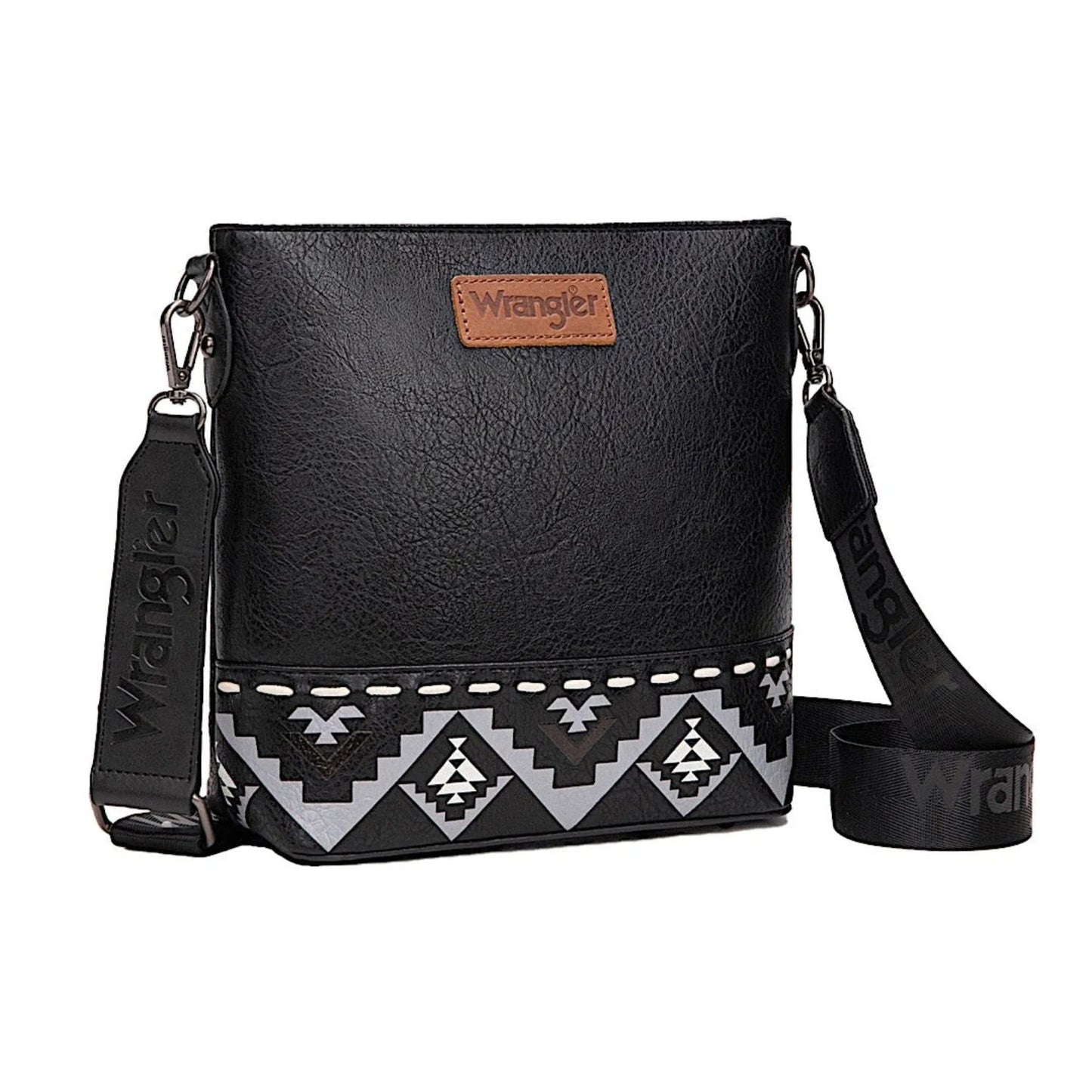 Wrangler Lana Aztec Print Crossbody Bag - Black