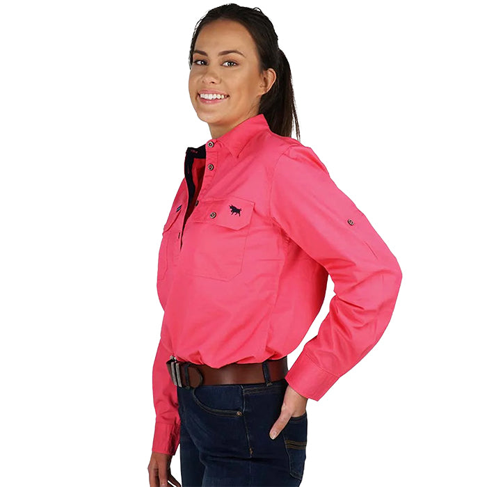 Pentecost River Womens Half Button Work Shirt - Pastel Pink