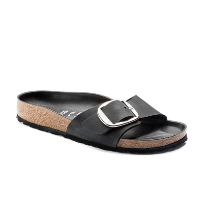 Birkenstock Madrid Big Buckle Oiled Leather Sandals - Black