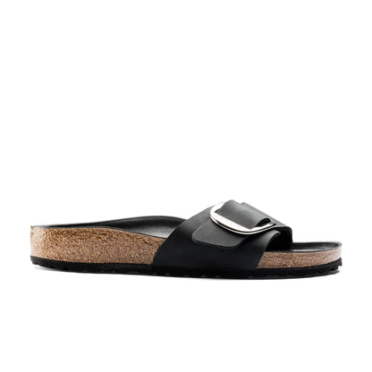 Birkenstock Madrid Big Buckle Oiled Leather Sandals - Black