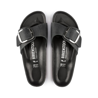 Birkenstock Madrid Big Buckle Oiled Leather Sandals - Black