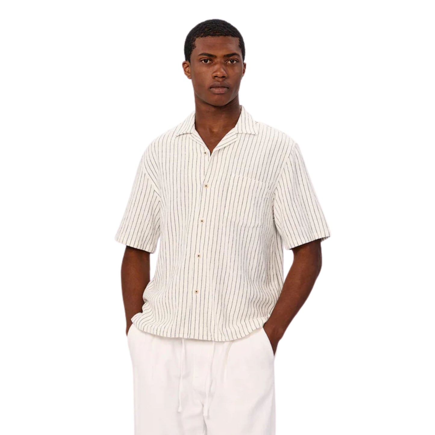 Industrie The Gilcrest Short Sleeve Shirt - White / Navy