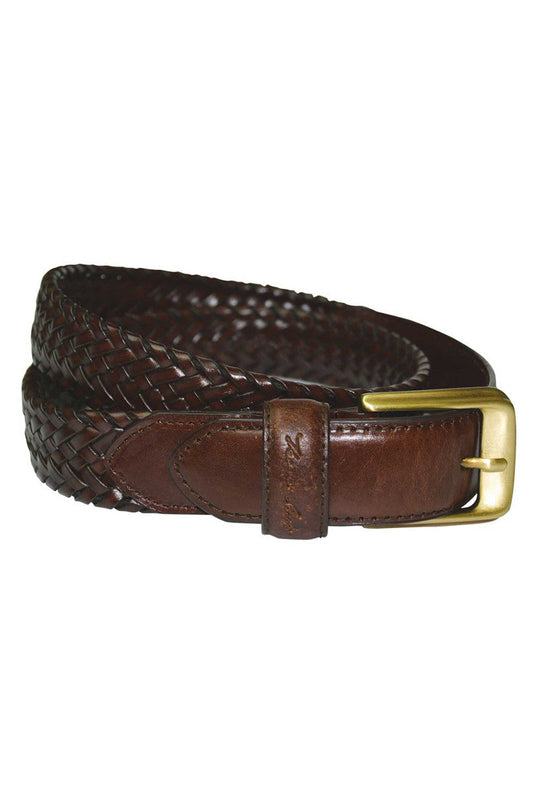 Thomas Cook Mens Harry Leather Braided Belt - Dark Brown